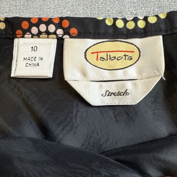 Talbots Women's Size 10 Black Multicolored A-Line Skirt Dot Design Lined - Picture 3 of 6